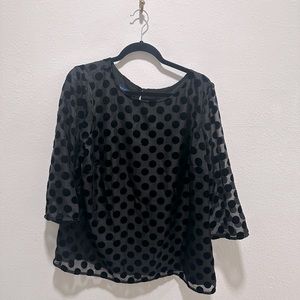 RSVP by Talbots Black Sheer Polka Dot Top